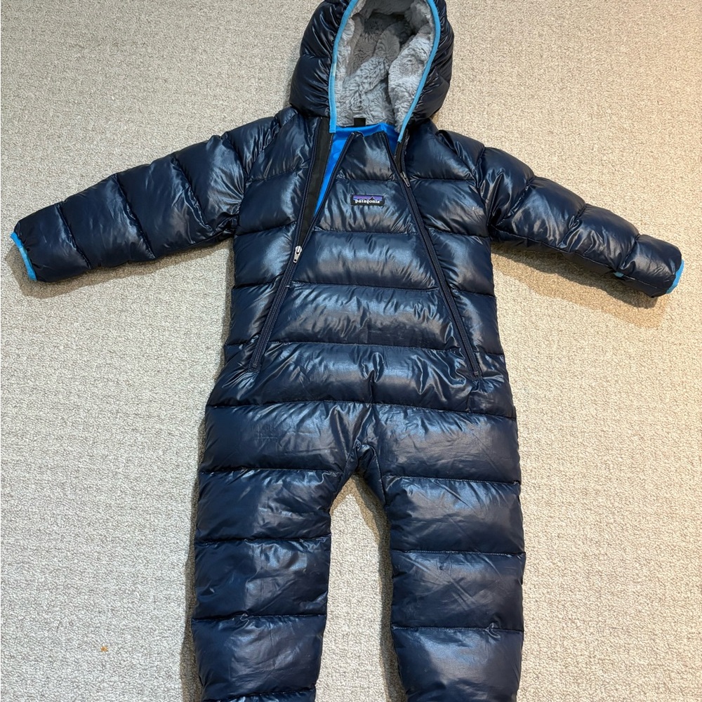 Patagonia Navy Blue HiLoft Bunting Snowsuit